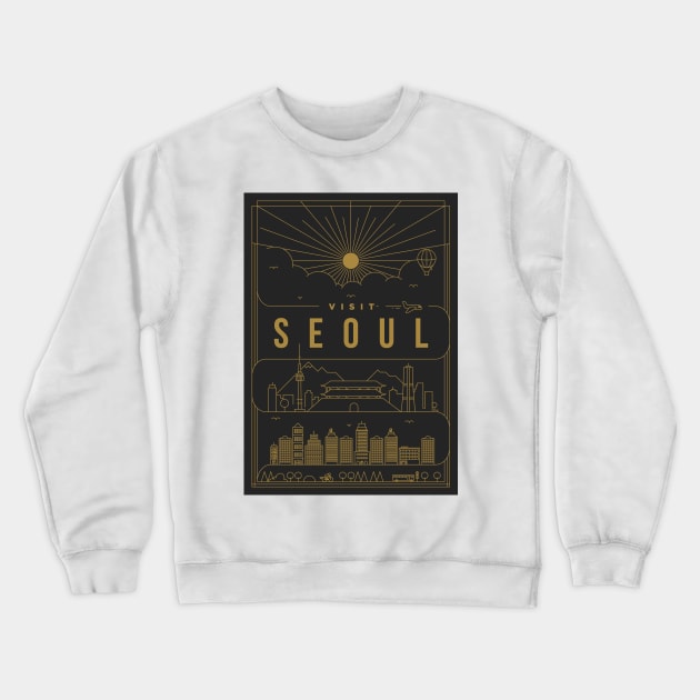 Seoul Minimal Lineal Poster Crewneck Sweatshirt by kursatunsal